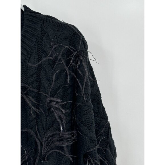 Hyacinth House by Tuckernuck Black Talulah Feather Sweater XXL 2XL Crew Pullover - Picture 3 of 7